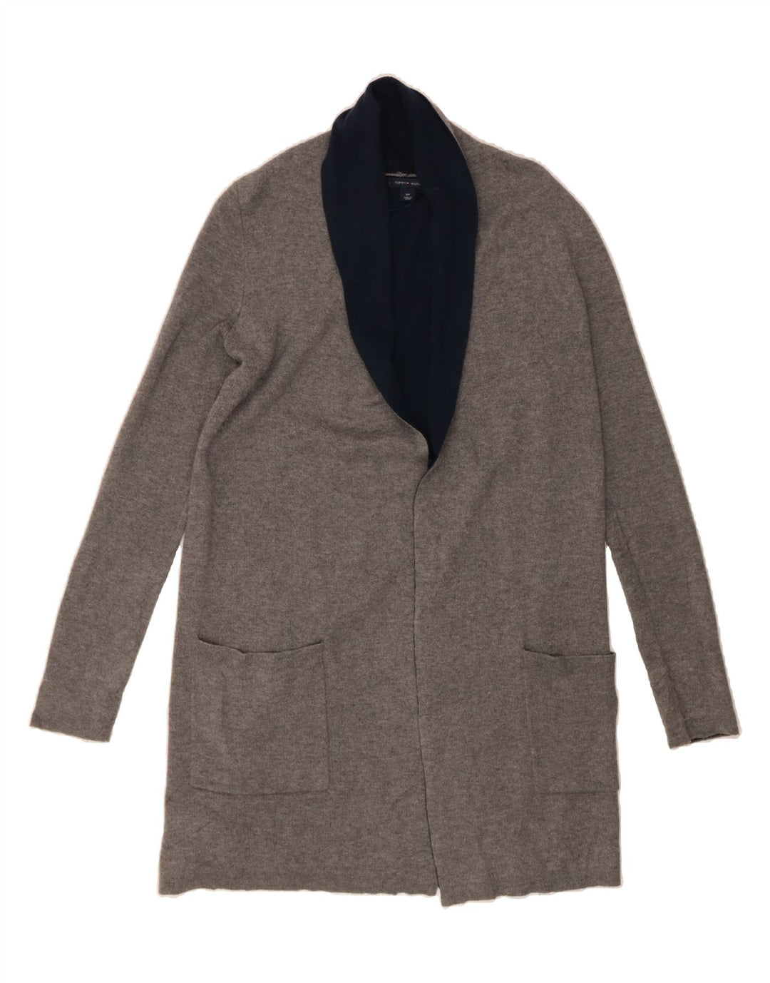 TOMMY HILFIGER Womens Longline Open Cardigan Sweater UK 10 Small Grey Vintage Tommy Hilfiger and Second-Hand Tommy Hilfiger from Messina Hembry 
