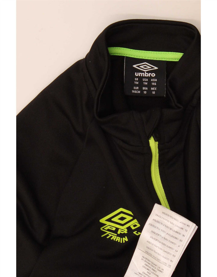 Umbro Boys Zip Neck Top Langærmet 9-10 År Medium Sort Colourblock