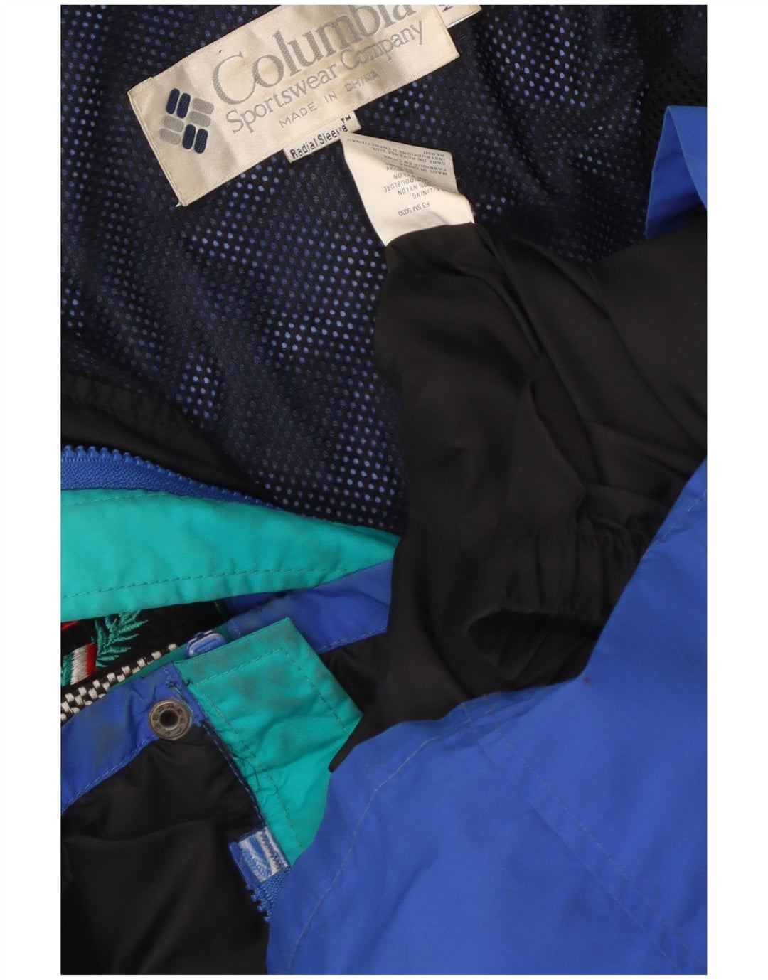 Columbia Herre Hætte Oversized Skijakke UK 38 Medium Blue Colourblock