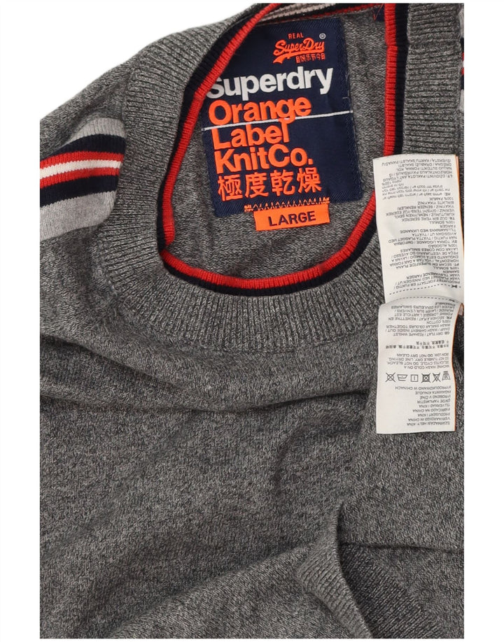 SUPERDRY Dame sweater med rund hals DK 16 Stor grå bomuld