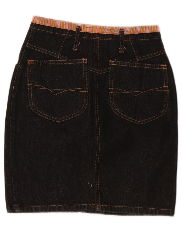 Blooming Womens High Waist Denim Nederdel IT 40 Small W24 Black Bomuld