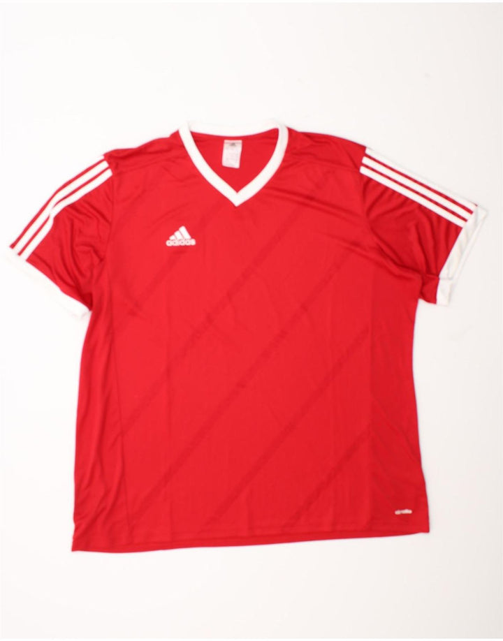 Adidas Herre Climalite T-Shirt Top 3XL Rød Colourblock Polyester