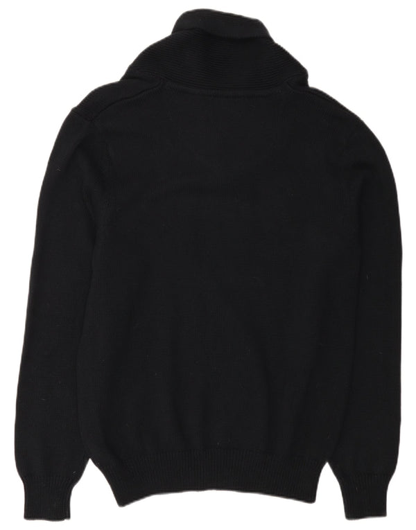 Marks & Spencer Herre Shawl Neck Jumper Sweater Medium Sort Bomuld