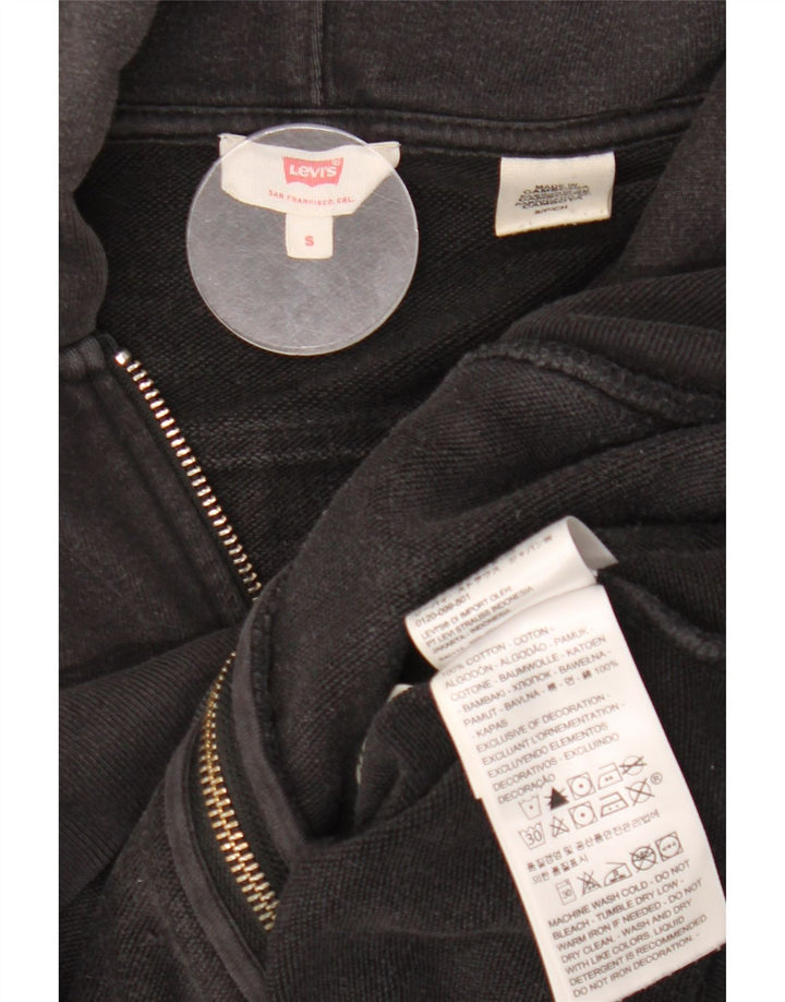 Levi's Dame Oversized Crop Zip Hoodie Sweater UK 10 Small Black