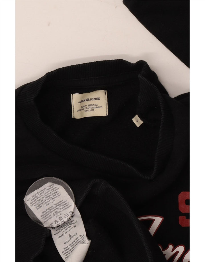 Jack & Jones grafisk sweatshirt til mænd, lille sort bomuld