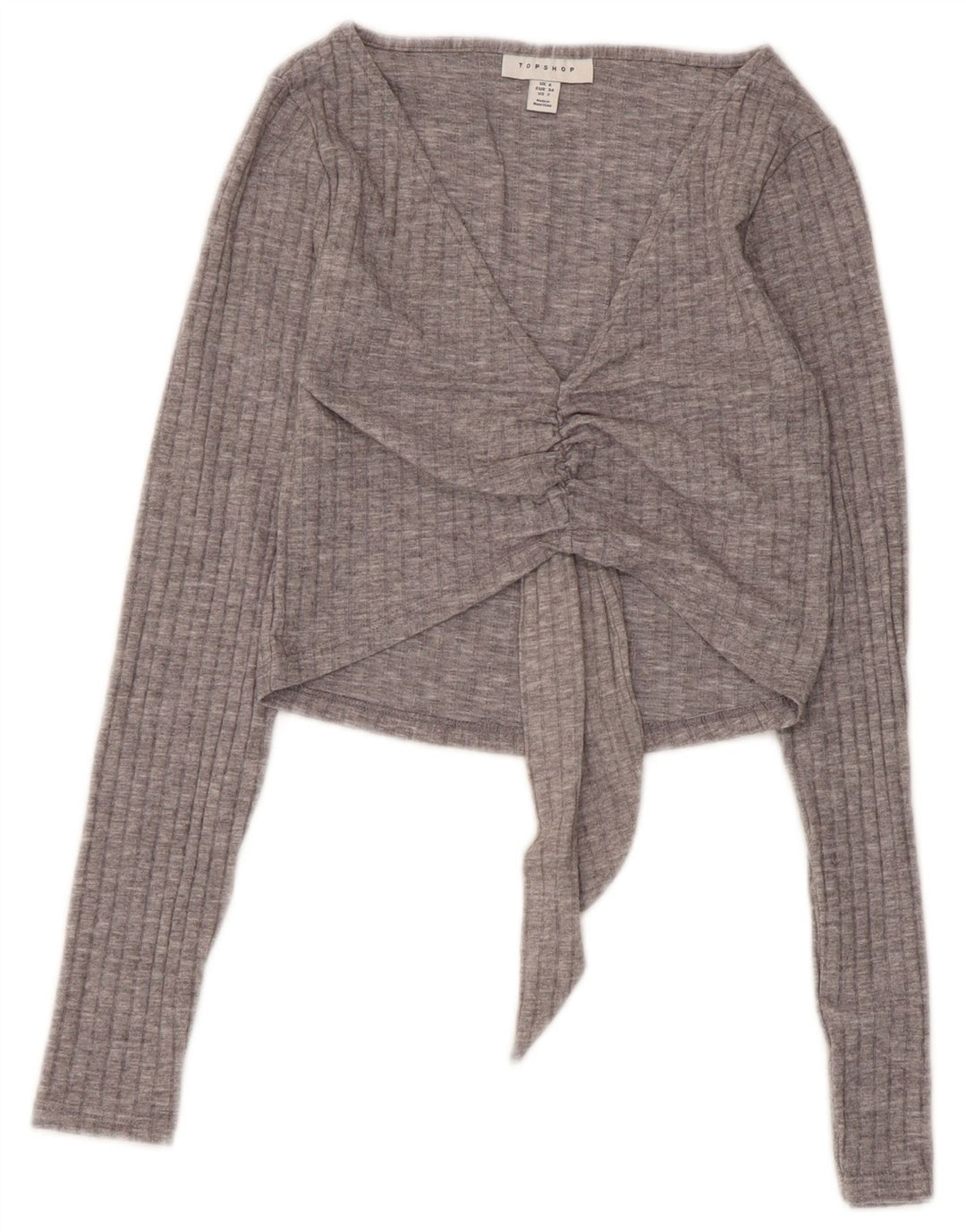 Topshop Dame Langærmet Crop Top UK 6 XS Grå Polyester
