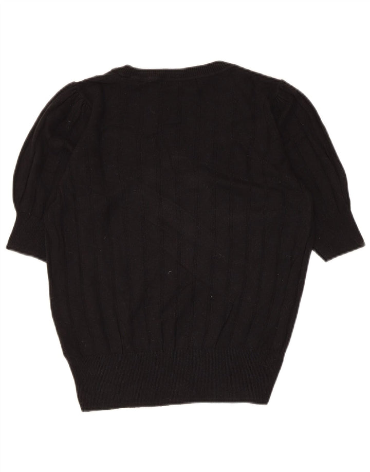 Marks & Spencer Dame Boat Neck Jumper Sweater UK 10 Small Black