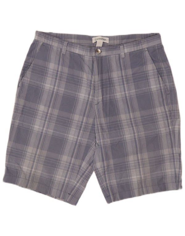 CALVIN KLEIN Chino-shorts til mænd W34 Stor blå ternet bomuld