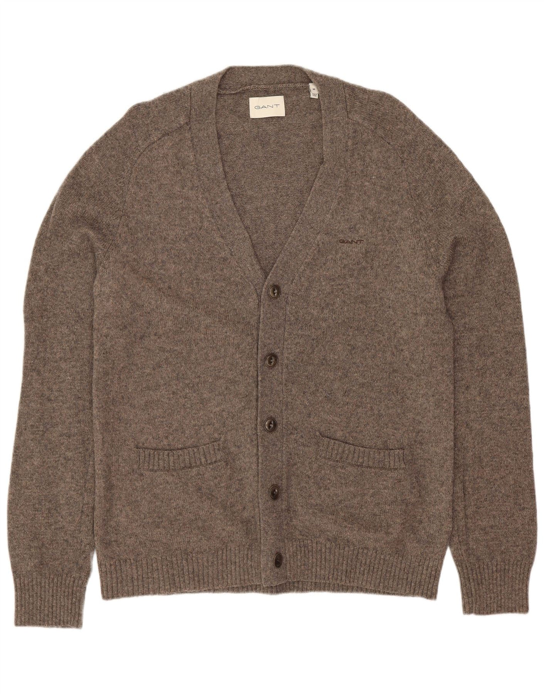 Gant herre cardigan sweater mellemgrå lammeuld
