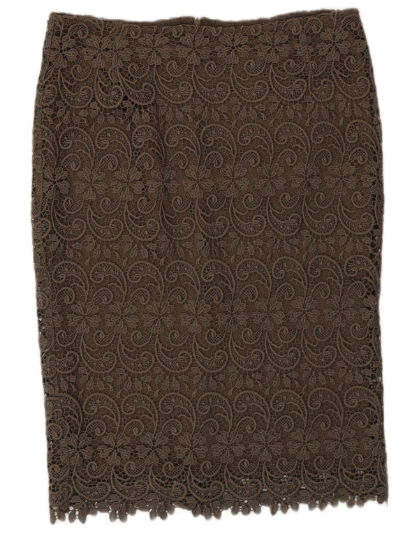 Marks & Spencer Womens Autograph lige nederdel UK 12 Medium W30 Khaki