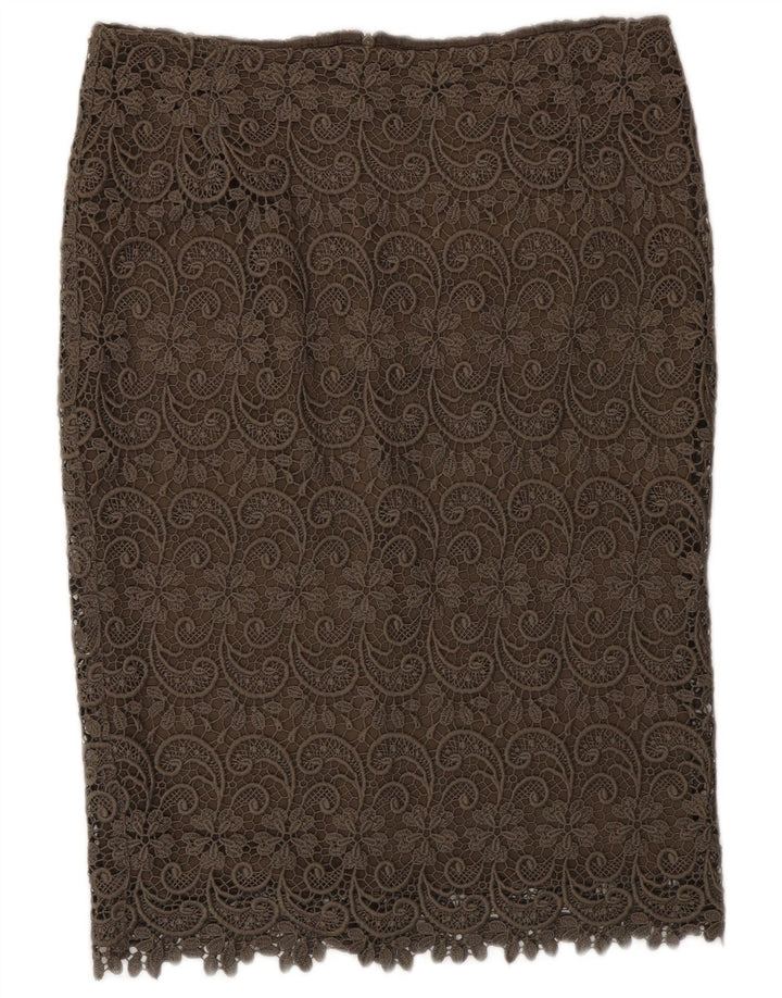 Marks & Spencer Womens Autograph lige nederdel UK 12 Medium W30 Khaki
