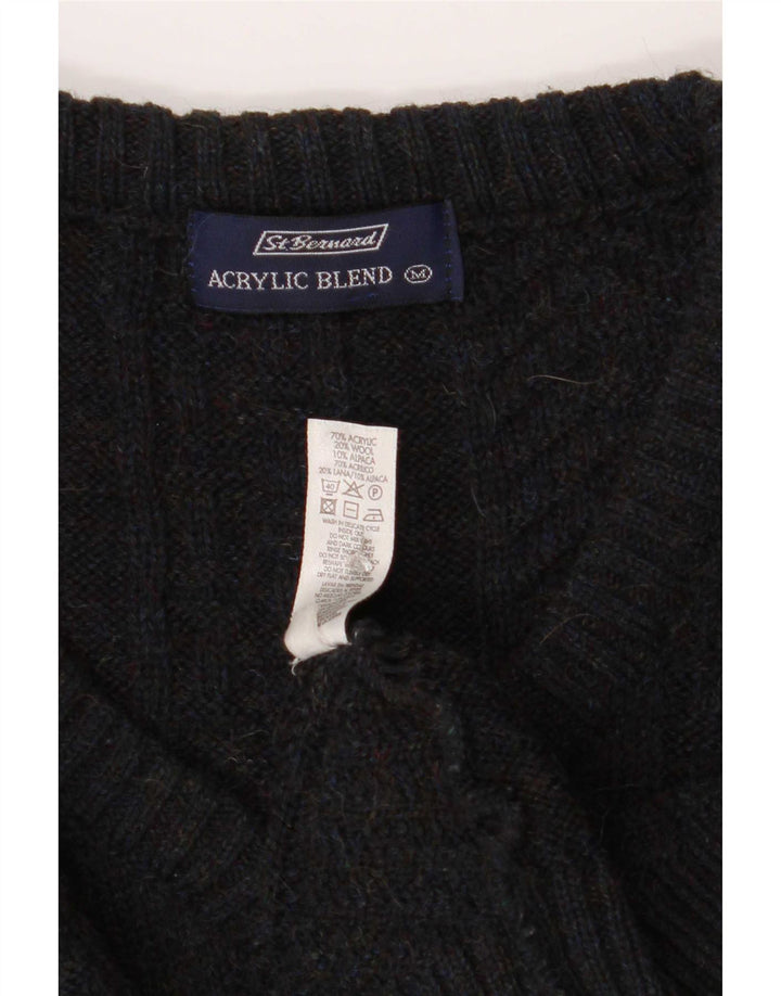 Vintage herre V-hals sweater mellem marineblå akryl