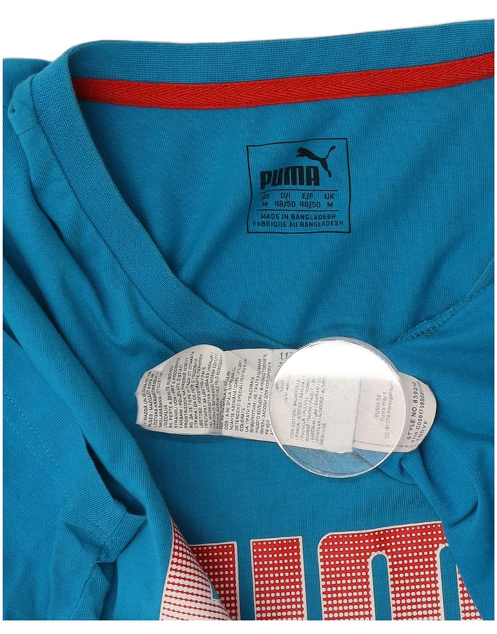 Puma Herre grafisk T-shirt Top Medium Blå Bomuld