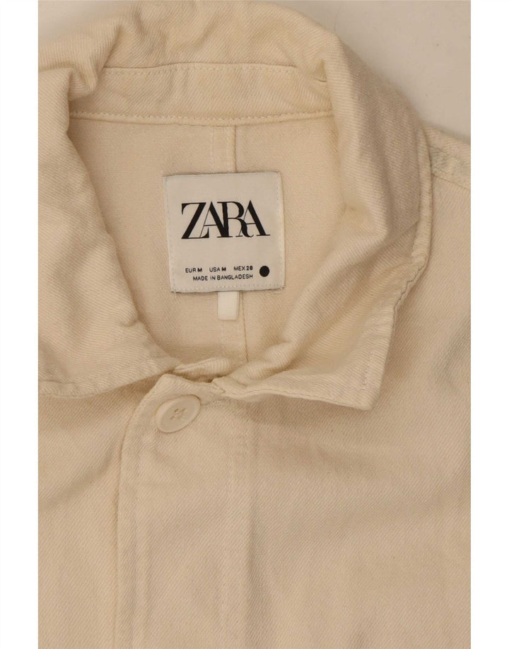 Zara Womens Utility Jacket UK 14 Medium Off White Bomuld