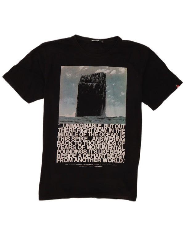 Quiksilver Herre Slim Grafisk T-Shirt Top XL Sort Bomuld