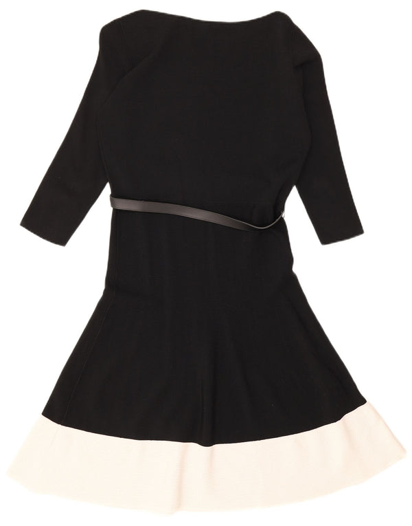 Ralph Lauren Dame 3/4-ærmet Jumper Dress UK 12 Medium Black Colourblock