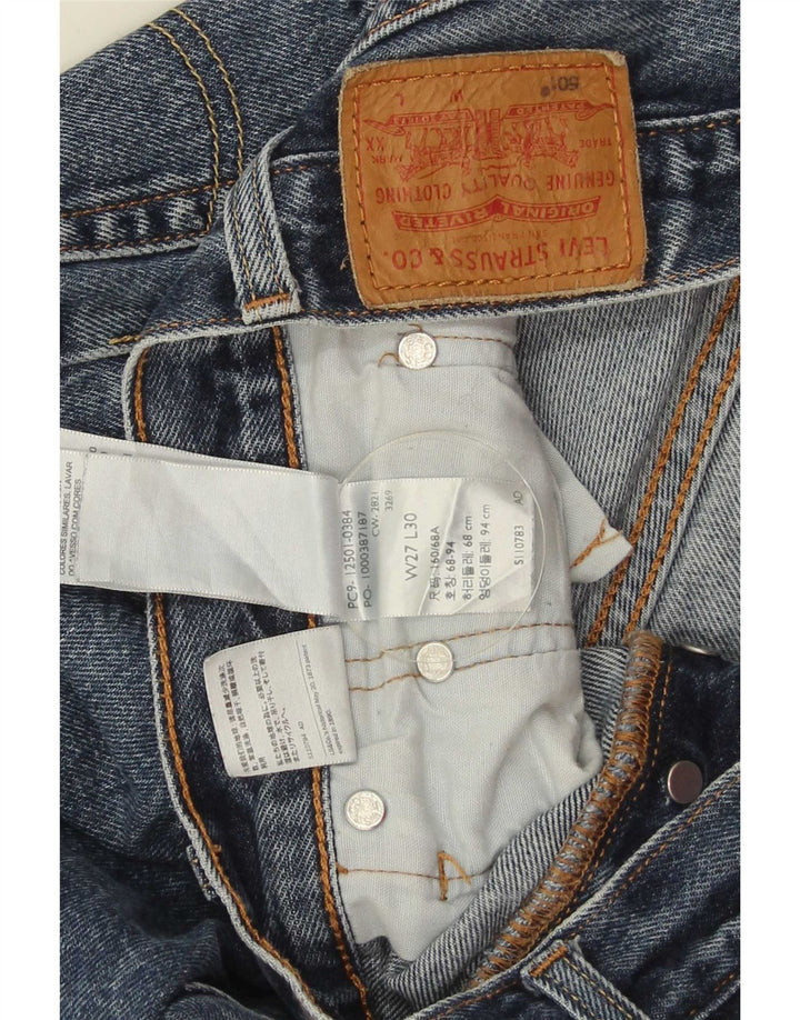 Levi's Herre 501 Cropped Straight Jeans W27 L26 Blå Bomuld