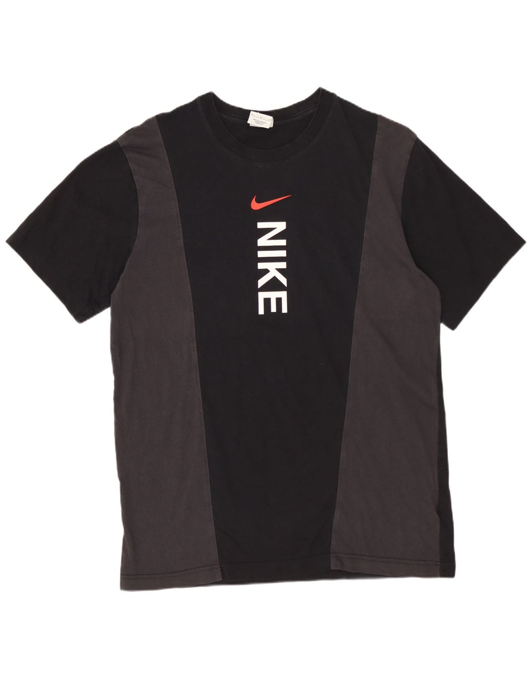 NIKE Grafisk T-shirt top mellem sort farveblok bomuld