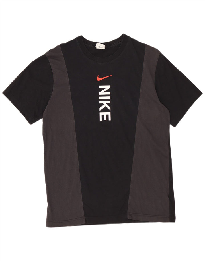 NIKE Grafisk T-shirt top mellem sort farveblok bomuld