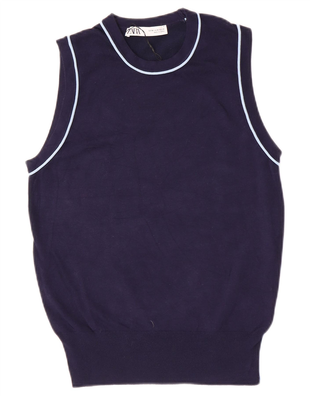 Zara Dame Vest Tank Top UK 12 Medium Navy Blue Viscose