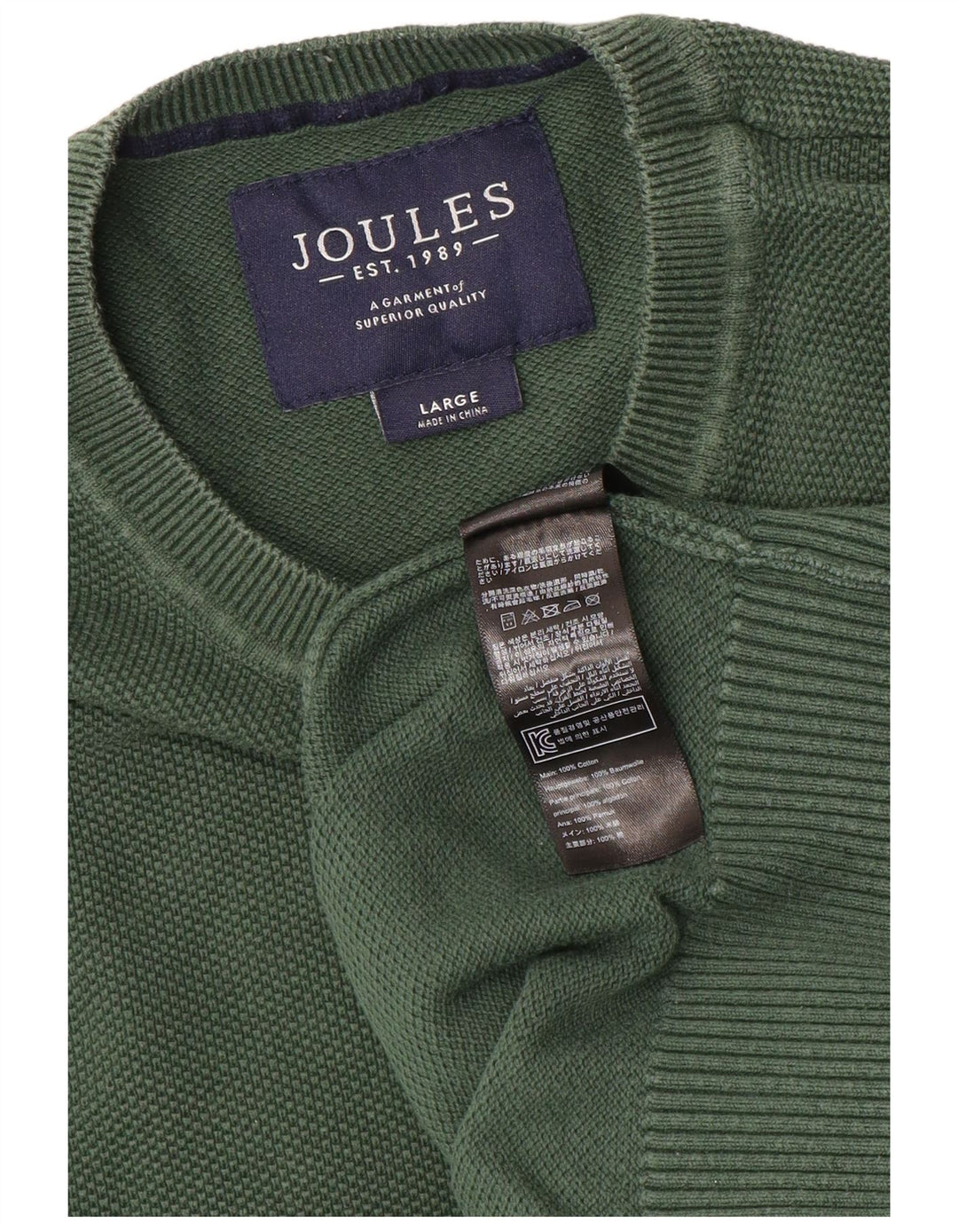 Joules Herre Crew Neck Jumper Sweater Stor Grøn Bomuld