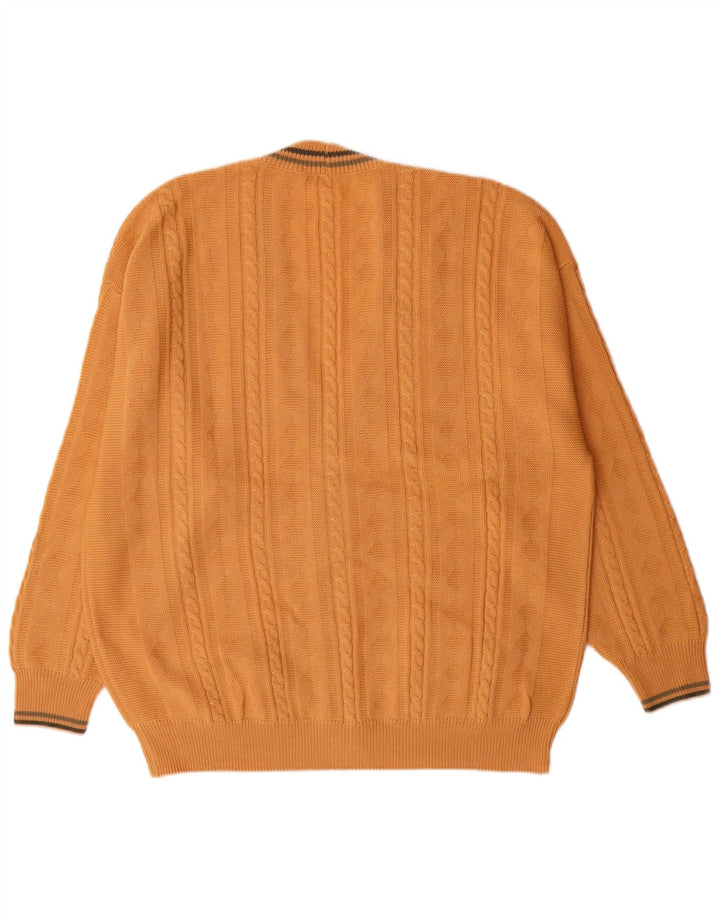 IL GRANCHIO Herre Cardigan Sweater Stor Gul Virgin Wool Classic