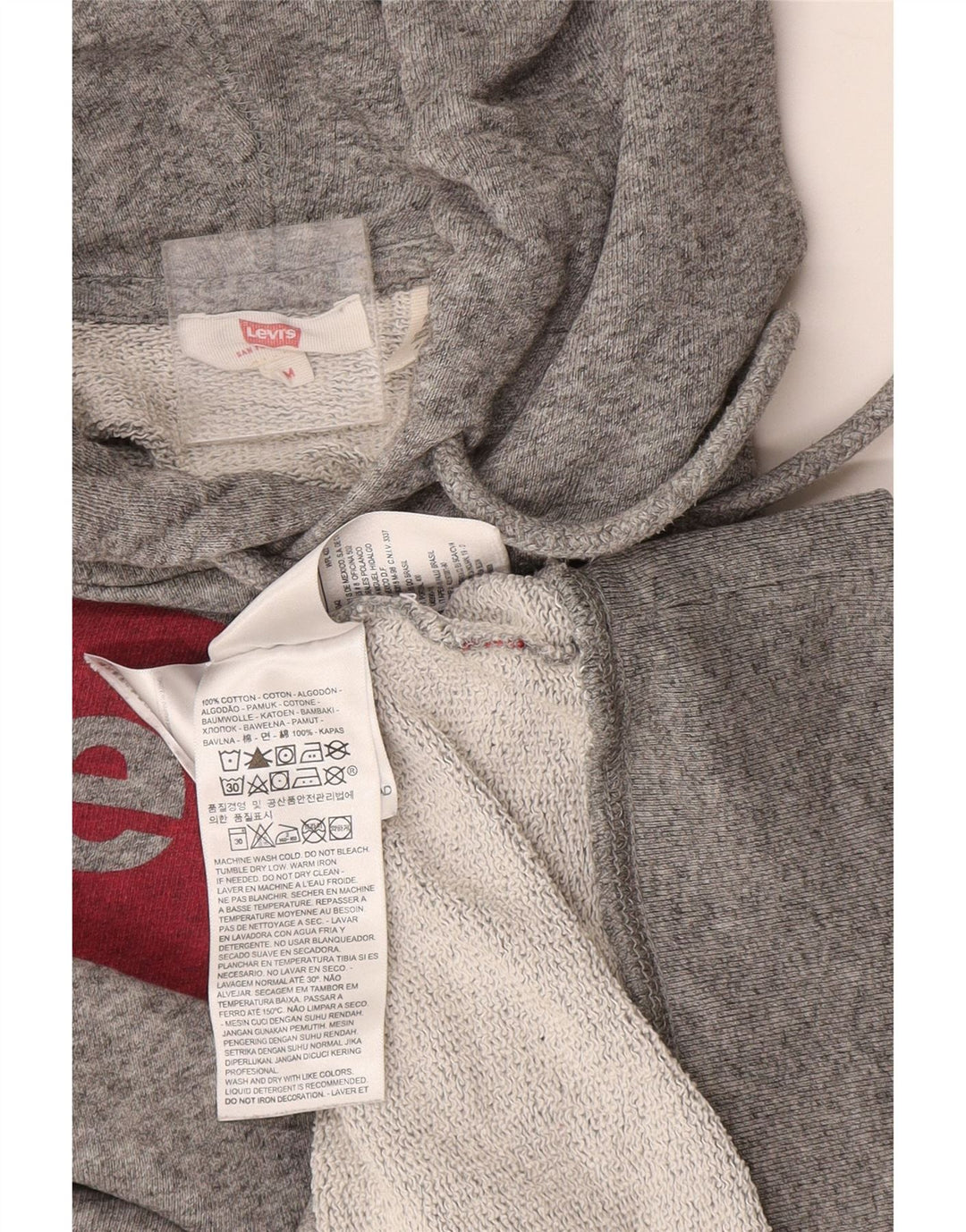 Levi's Grafisk hættetrøje til mænd mellemgrå flækket bomuld