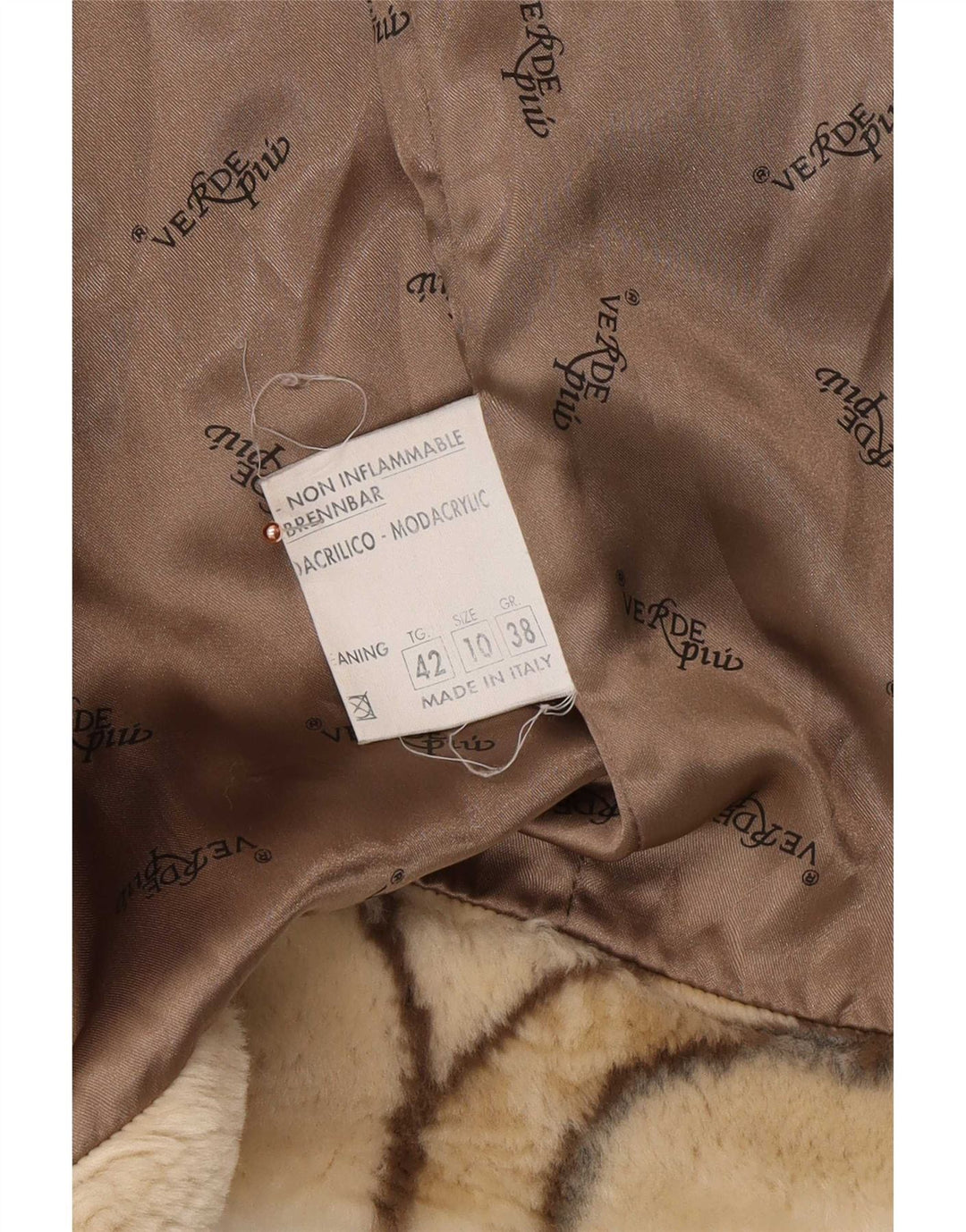 Verde Piu Dame Oversized Hætteovertræk IT 42 Medium Beige Geometrisk