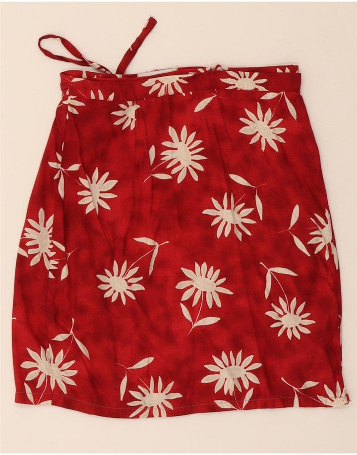 PIMKIE Womens Wrap Skirt IT 44 Medium W26  Red Floral Viscose Vintage Pimkie and Second-Hand Pimkie from Messina Hembry 