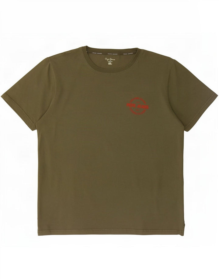 PEPE Jeans Herre Regular T-Shirt Top Stor Khaki Bomuld