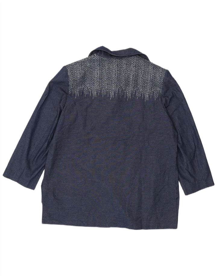 Ungaro Dame 3/4-ærmet 4-knaps blazerjakke UK 16 Large Navy Blue