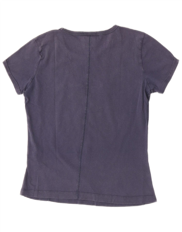 Champion Dame Grafisk T-Shirt Top UK 12 Medium Navy Blue