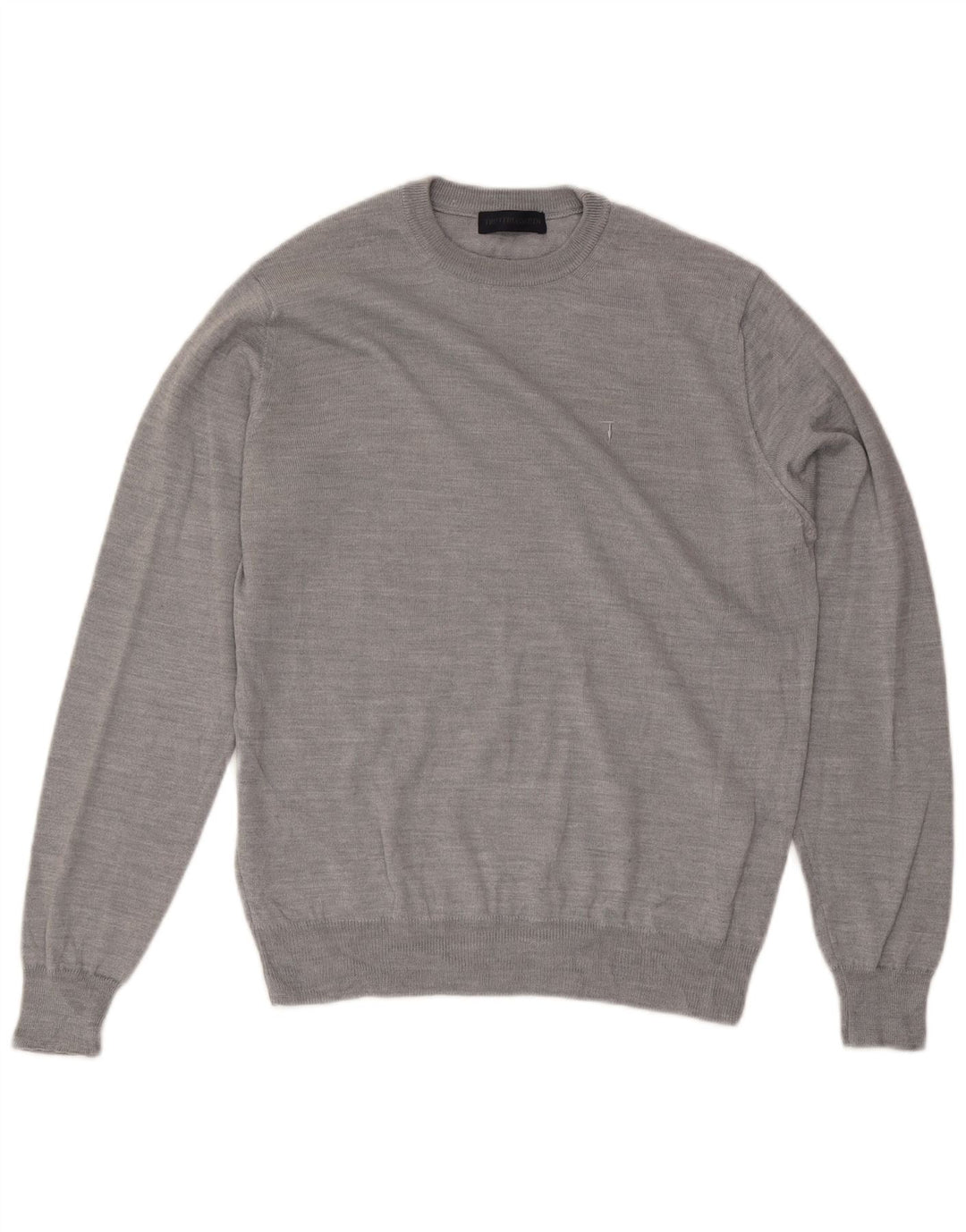 Trussardi Herre Crew Neck Jumper Sweater Medium Grey Uld
