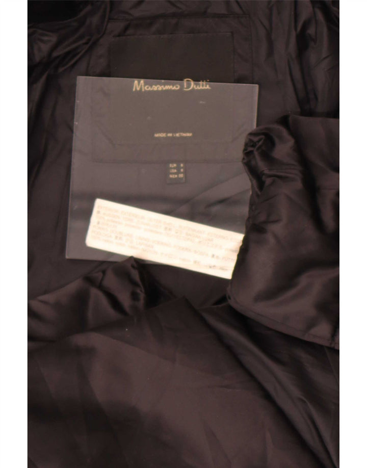 Massimo Dutti Dame Hætte Polstret Frakke UK 10 Small Blue Polyester