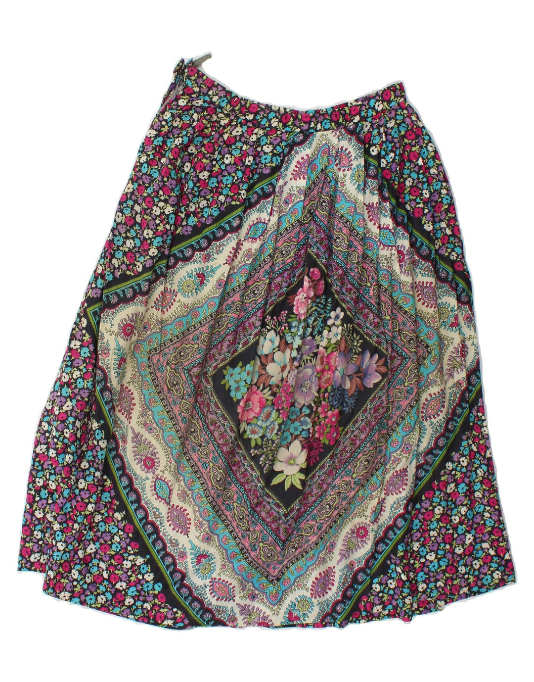 VINTAGE Womens A-Line Skirt W26 Small Multicoloured Floral Vintage Vintage and Second-Hand Vintage from Messina Hembry 