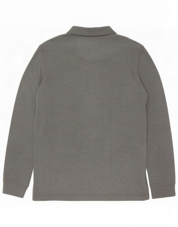 Crew Clothing Langærmet herre poloshirt Medium Grå Flecked Bomuld