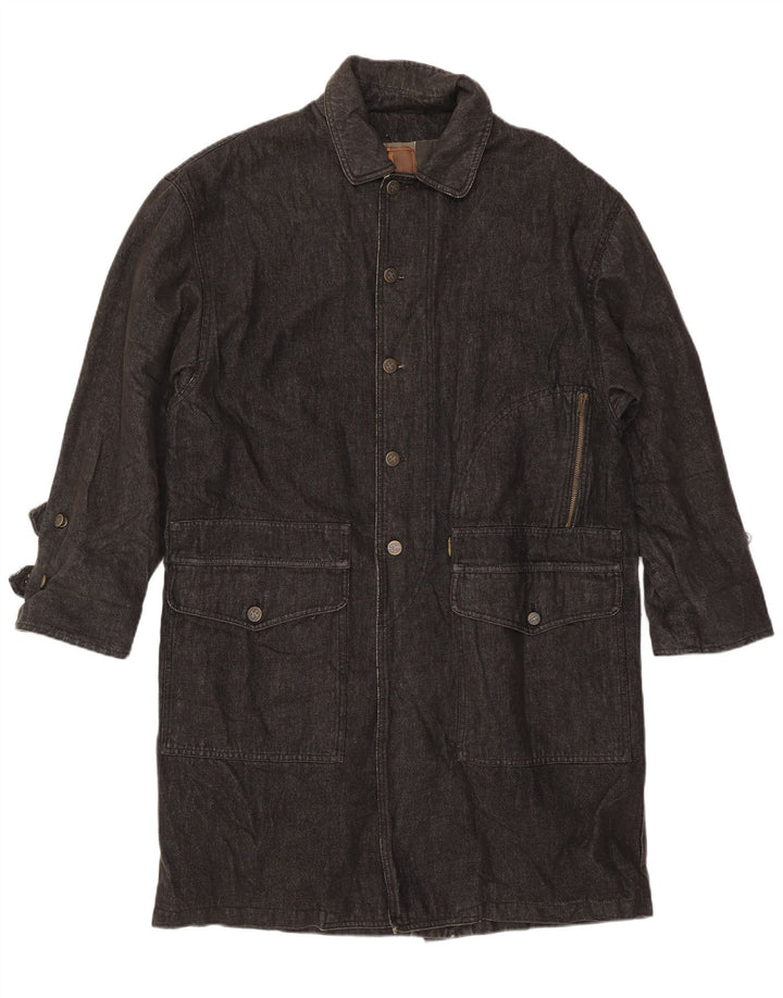 Trussardi Herre Denim Coat UK 40 Large Navy Blue Cotton