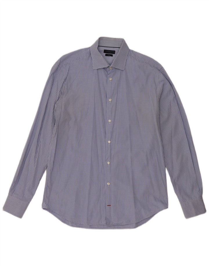 Tommy Hilfiger Herre skræddersyet pasform skjorte str. 41 16 Large Blue Gingham