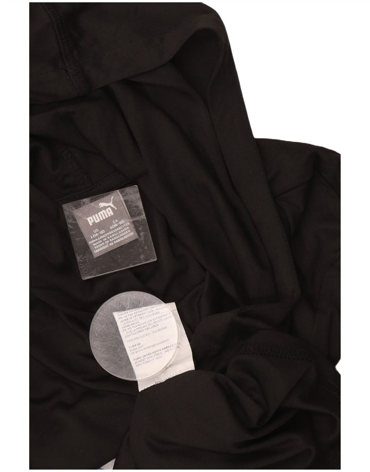 PUMA Grafisk top med hætte til drenge, langærmet 14-15 år, stor sort polyester
