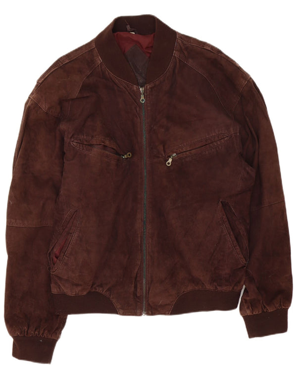 Vintage herre ruskind bomberjakke UK 42 XL brunt læder