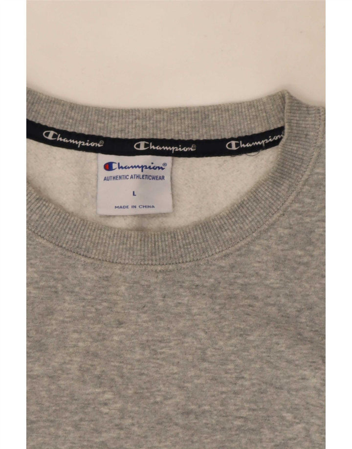 Champion Herre Grafisk Sweatshirt Jumper Large Grå Flecked Bomuld
