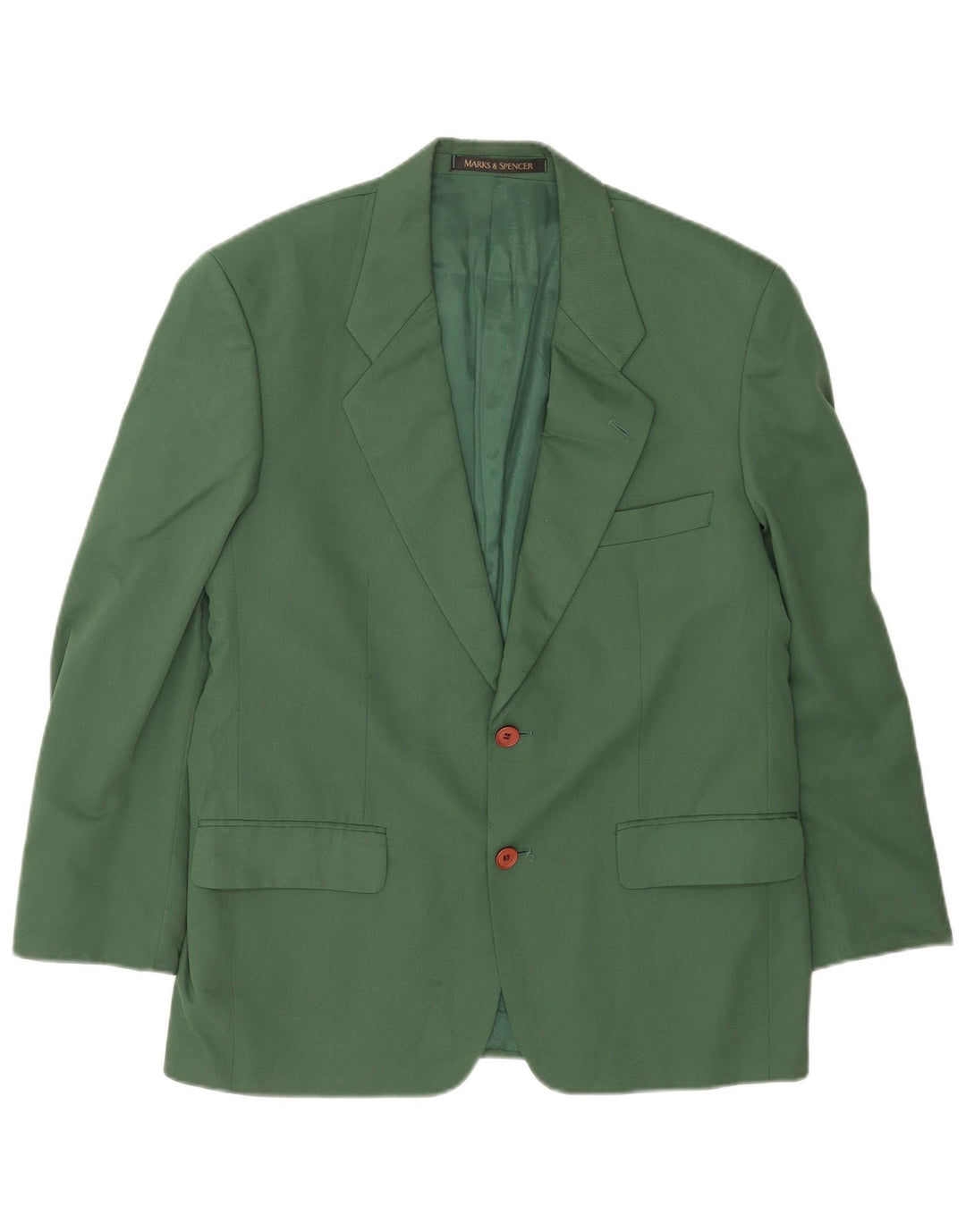 Marks & Spencer Herre 2 Button Blazer Jacket UK 40 Medium Green Polyester