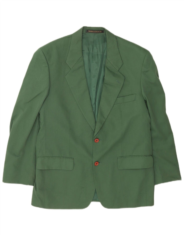 Marks & Spencer Herre 2 Button Blazer Jacket UK 40 Medium Green Polyester