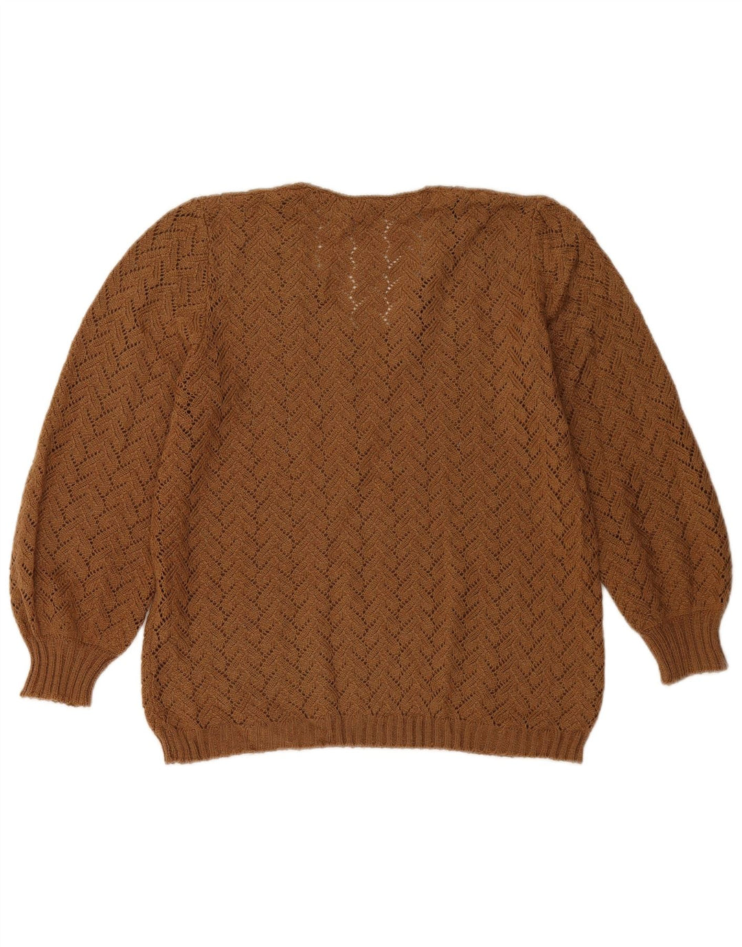 Vintage Dame V-hals sweater UK 14 Medium Brun