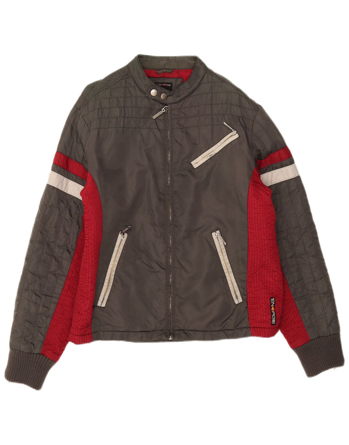 Energie Herre Bomber Jacket UK 40 Large Grey Colourblock