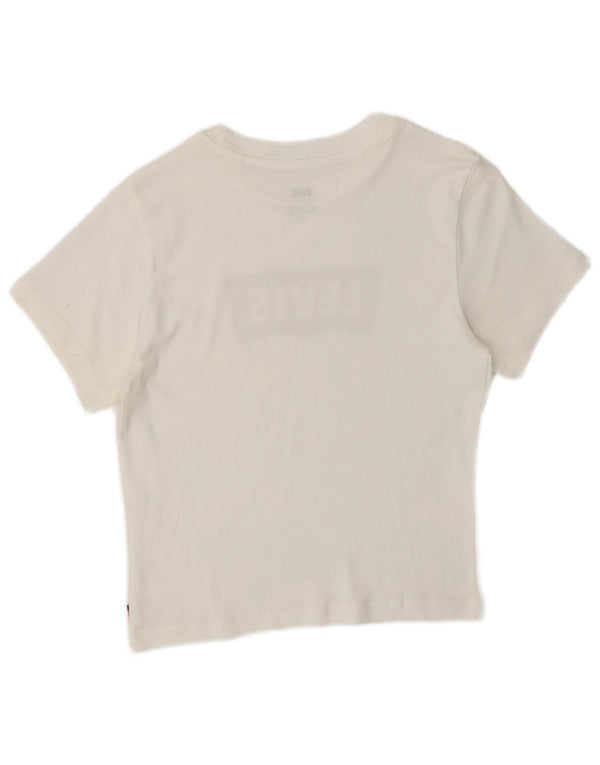 Levi's Womens Crop Grafisk T-Shirt Top UK 8 Small White