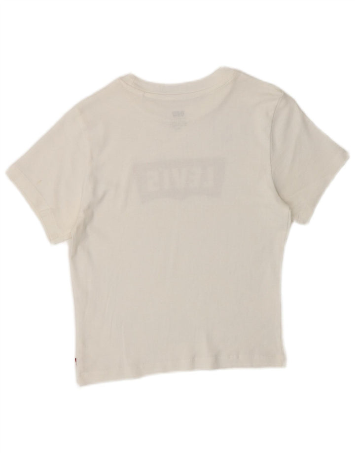 Levi's Womens Crop Grafisk T-Shirt Top UK 8 Small White