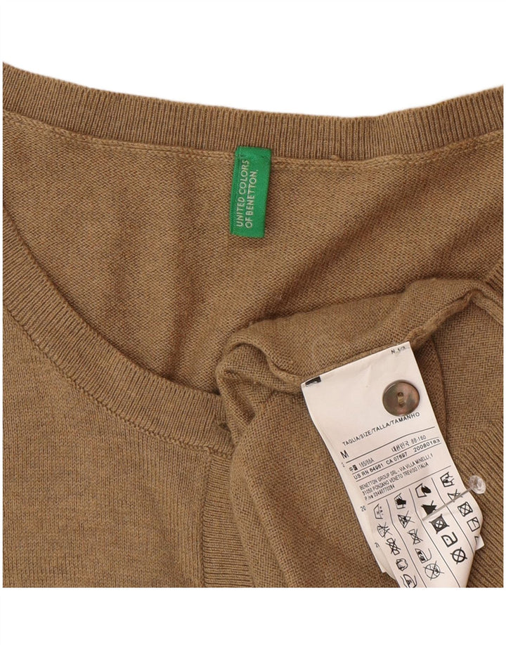 Benetton Dame Cardigan Sweater UK 12 Medium Brun Polyamid