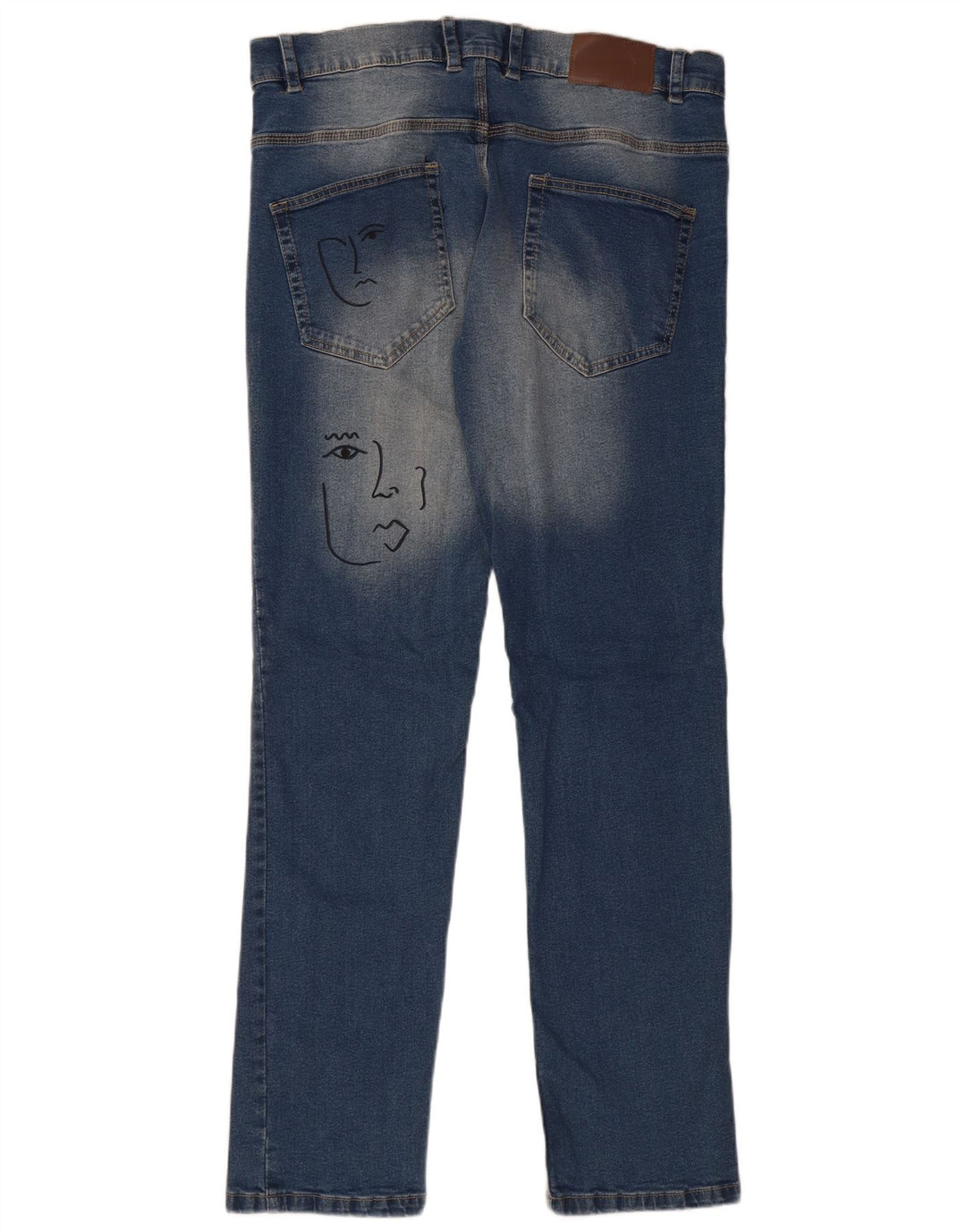 FRANSK FORBINDELSE Dame Grafiske Slim Jeans W32 L32 Blå Bomuld