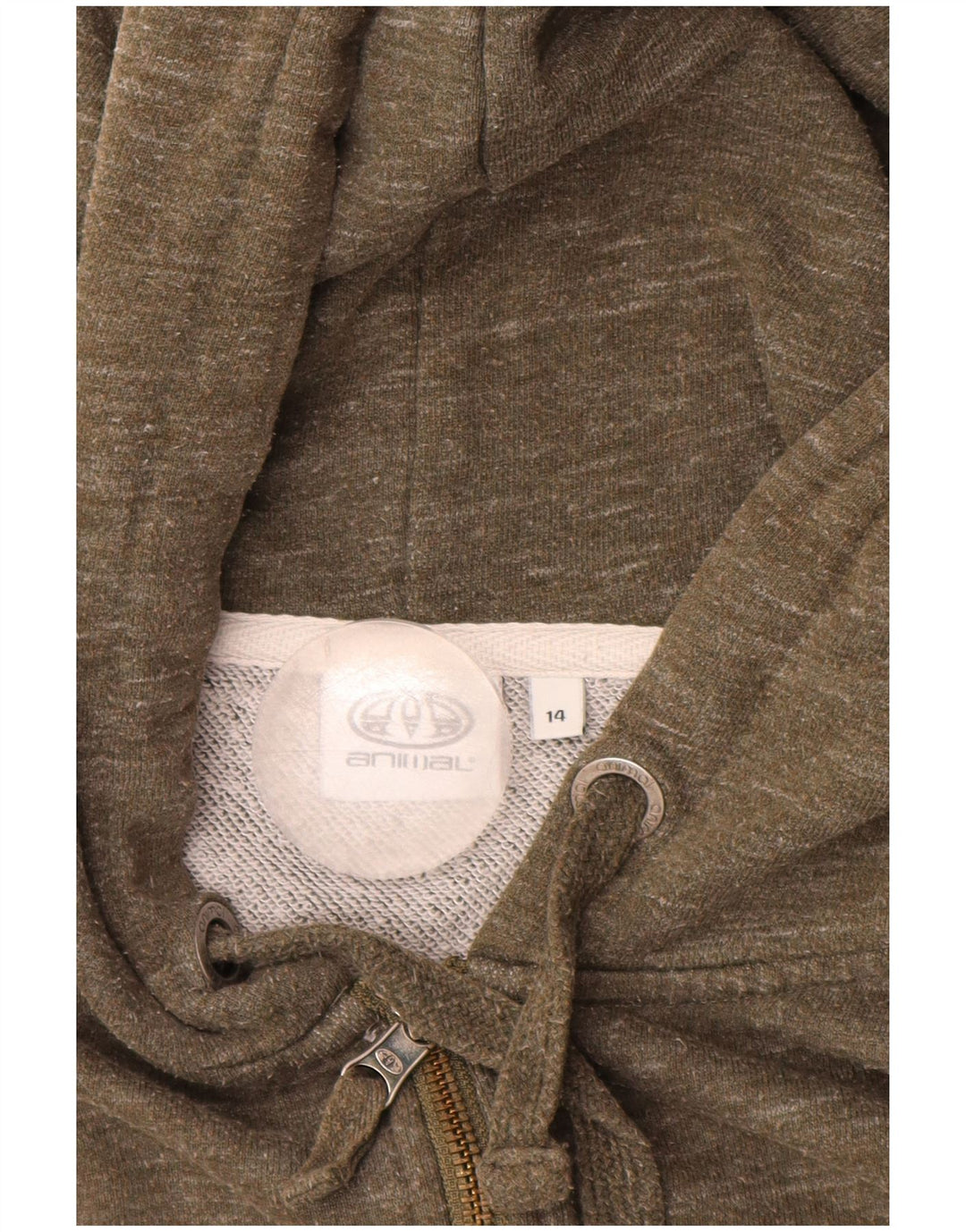 ANIMAL Dame Hættetrøje Sweater UK 14 Stor Khaki Flecked Bomuld